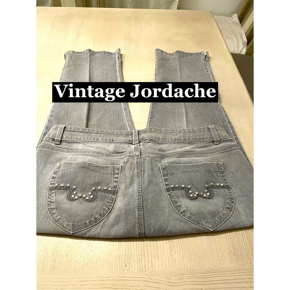 Vntg Jordache Gray Jeans embroidered & Studded